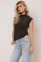 Sunny Mock Neck Top in Charcoal