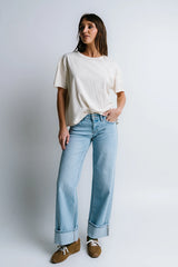 Abby Oversized Tee in Ecru