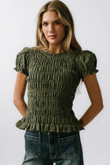 Ruth Smocked Top in Green