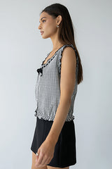 Calvin Gingham Tank in Black