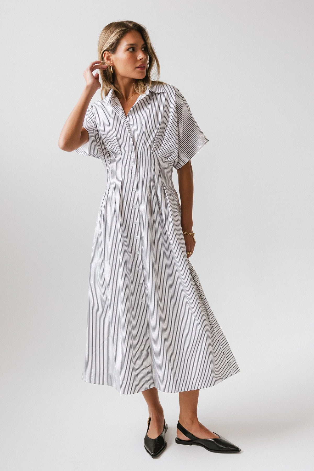 Collins Striped Maxi Dress in White