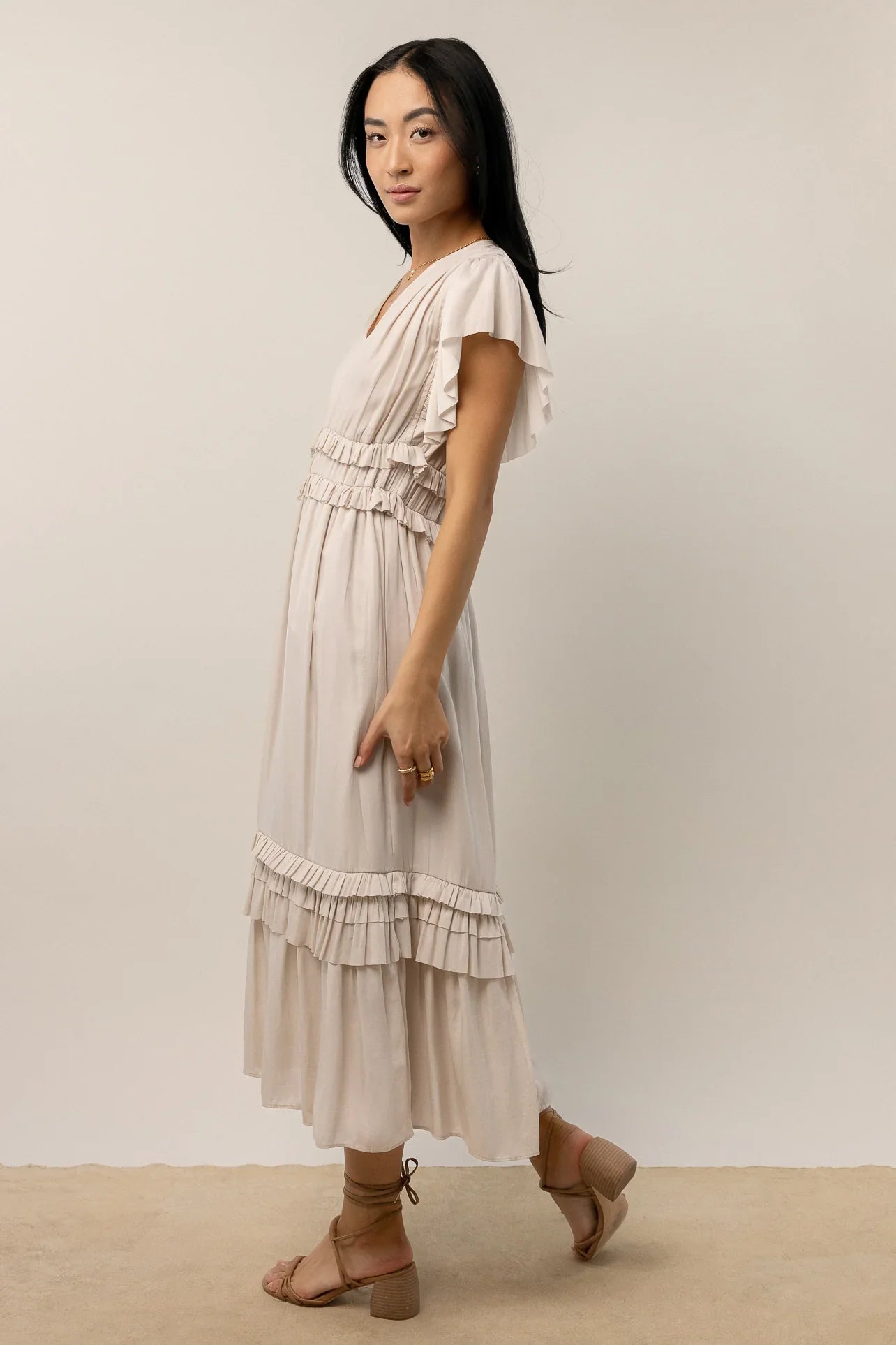 Willa Ruffle Dress in Ivory