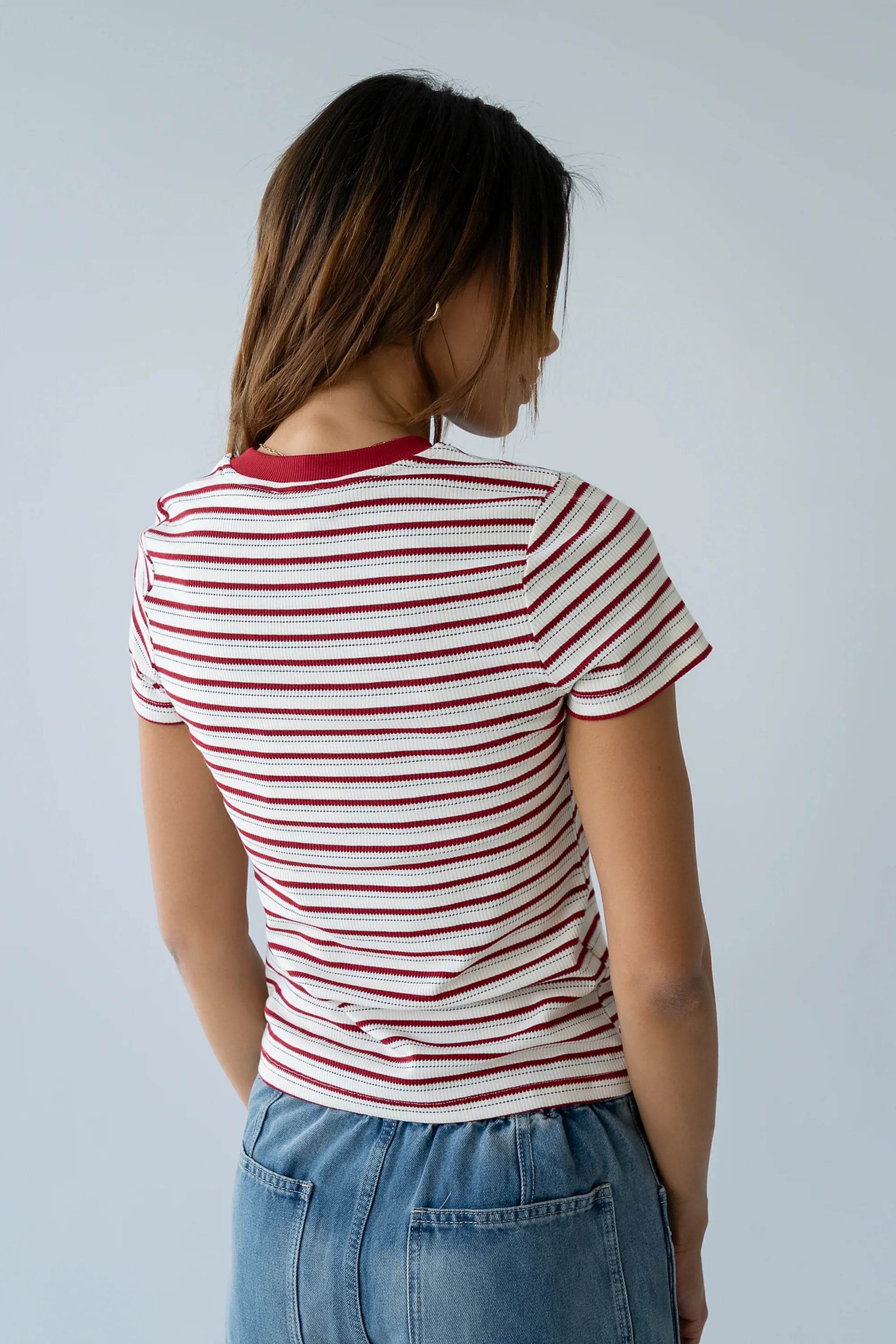 Ashtyn Striped Top in Red