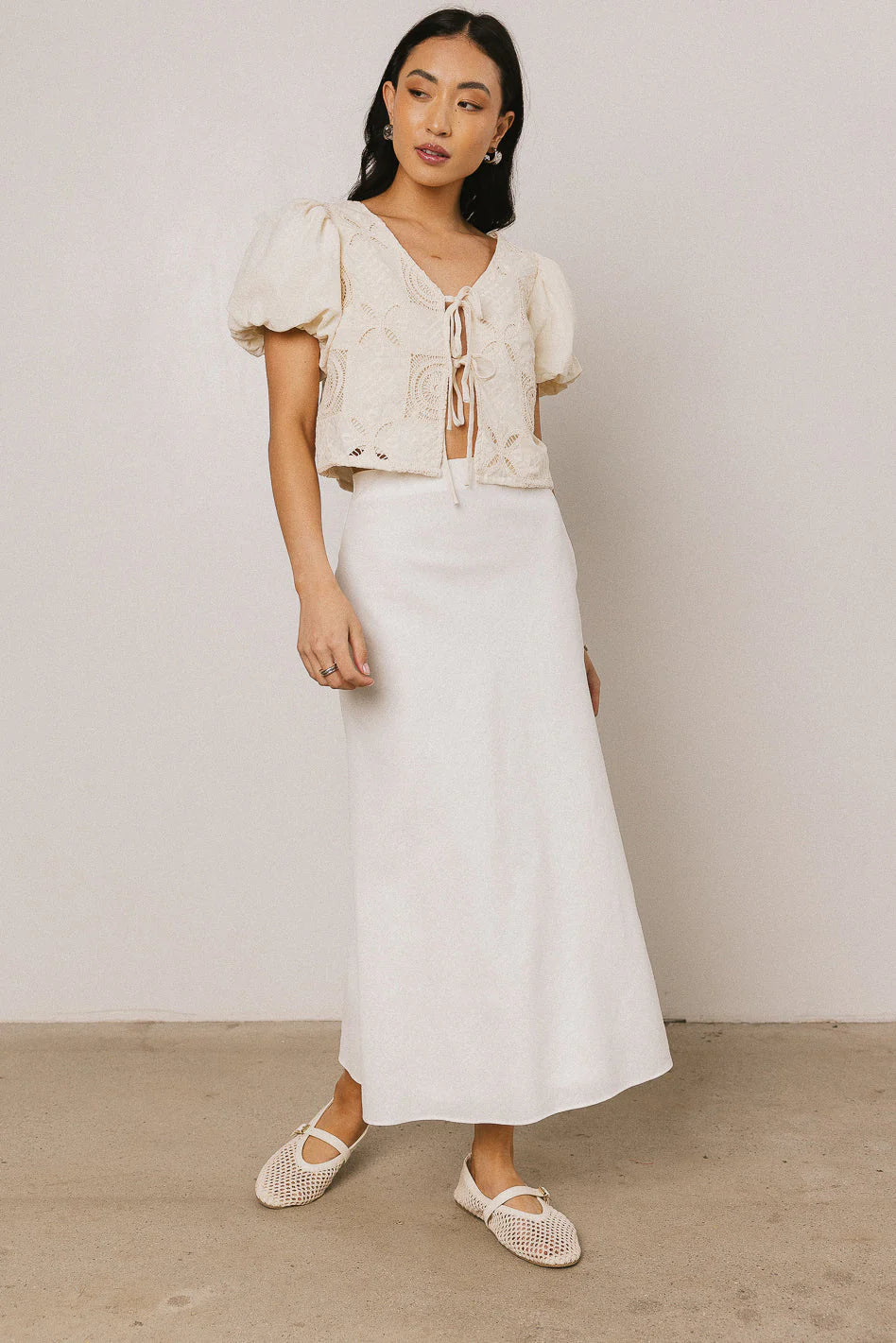 Sylas Embroidered Blouse in Ivory