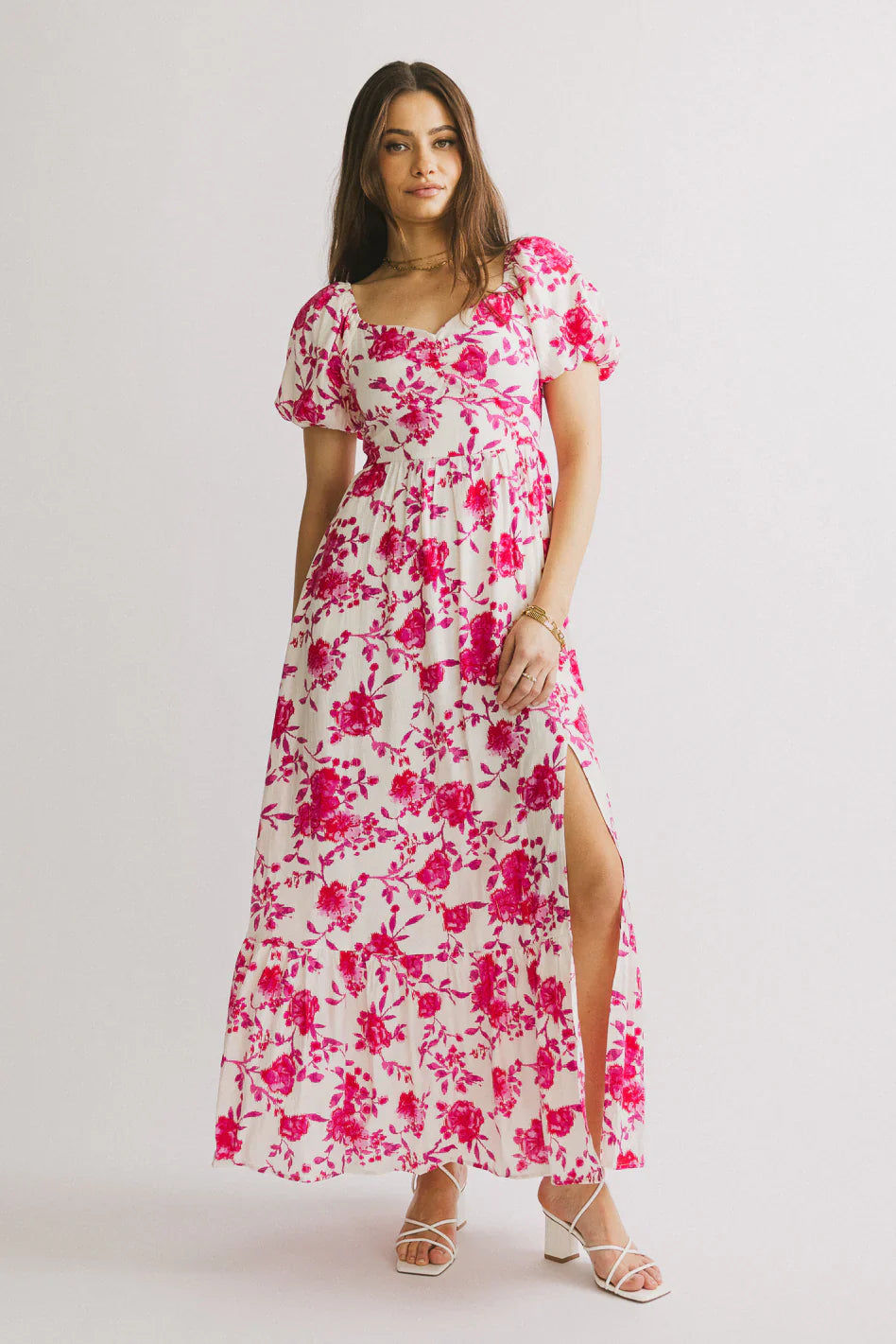 Mellanie Floral Maxi Dress in Fuchsia
