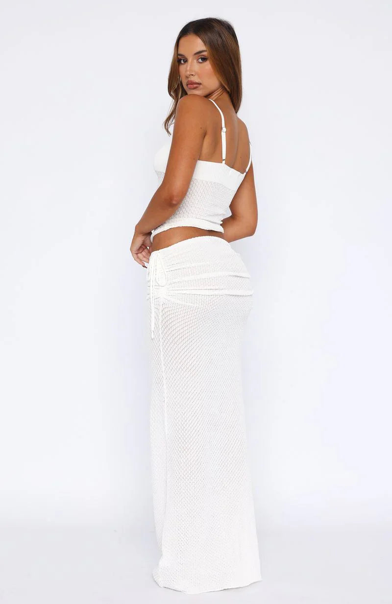 Stand And Stare Knit Maxi Skirt White