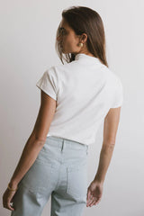 Marley Mock Neck Tee in White