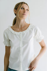Connie Ruffle Blouse in Cream